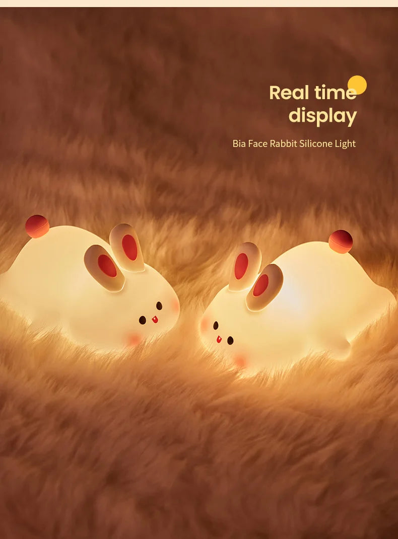 Cute Rabbit-Shaped Silicone Night Light – USB Rechargeable & Eye-Friendly
