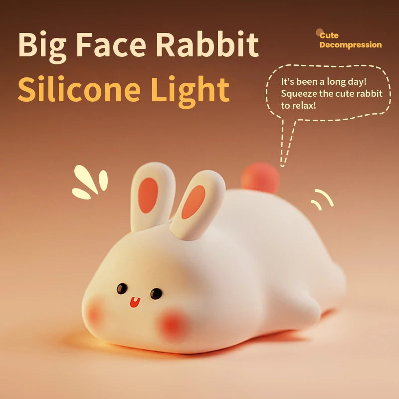 Cute Rabbit-Shaped Silicone Night Light – USB Rechargeable & Eye-Friendly